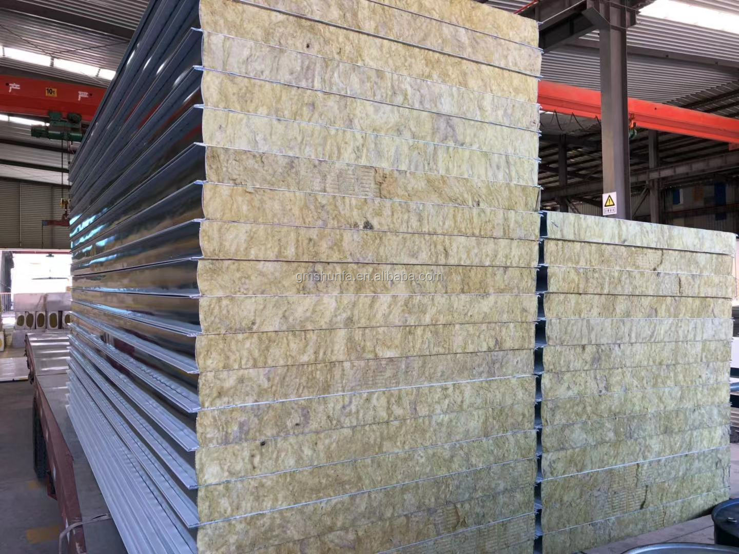 Building Materials Prefab House rock wool Sandwich Panel Fireproof Wall Board