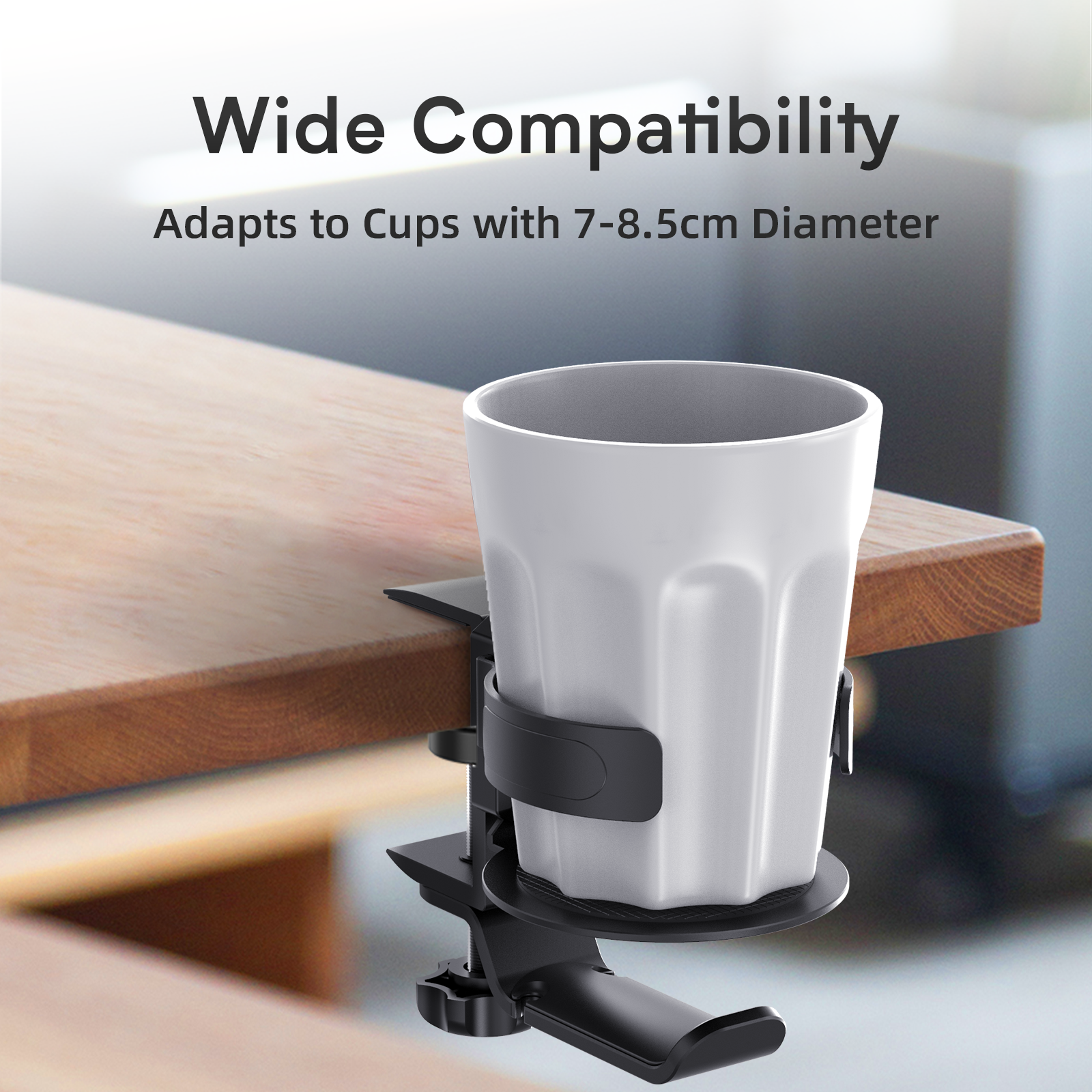 Universal Under Table Telescoping Cup Holder 360 Rotation Bag Hanger Stand Hook With Cable Organizer Headphone Holder