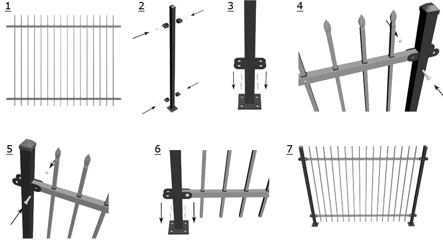 ECO FRIENDLY Custom Size Villa Waterproof Spear Tubular Fence and Gate Aluminium Welding Steel Matting Fence Design