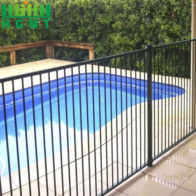 High Quality Black Ornamental Wrought Iron Square Tube Designs Horizontal Flat Top Privacy Tubular Fence