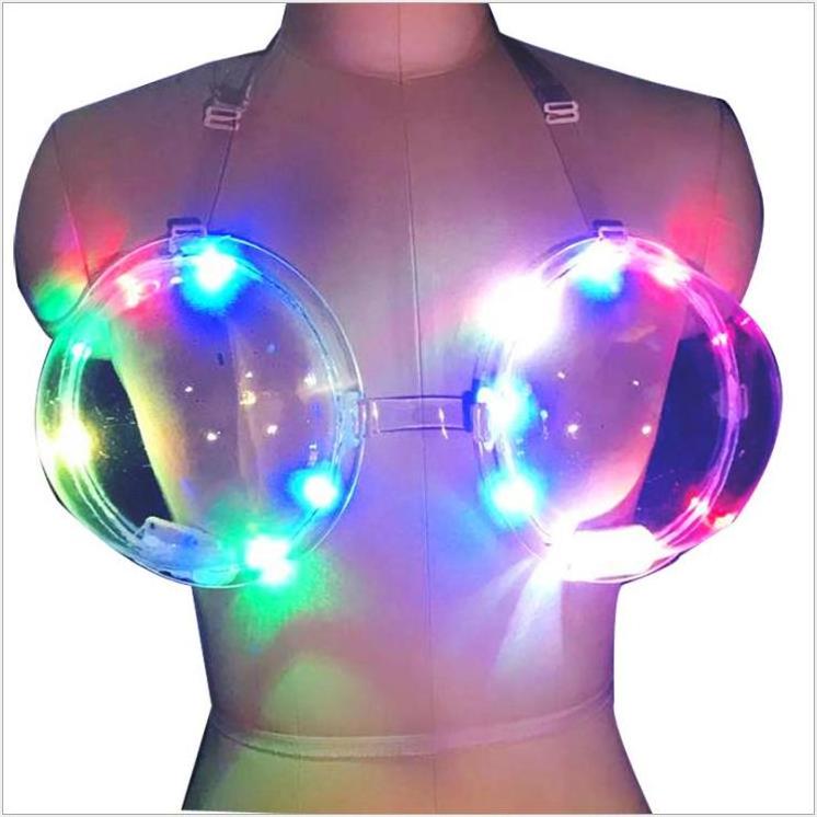 LED luminous plastic bra light for nightclub cocktail bra wine feeding with straw bra bar KTV atmosphere