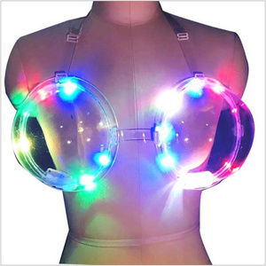 LED luminous plastic bra light for nightclub cocktail bra wine feeding with straw bra bar KTV atmosphere