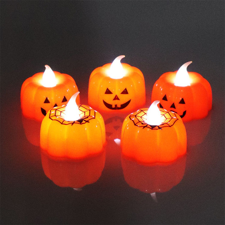 Factory price direct supply Halloween light up flameless pumpkin LED candle