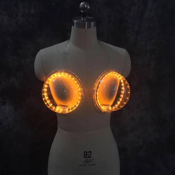 LED luminous plastic bra light for nightclub cocktail bra wine feeding with straw bra bar KTV atmosphere