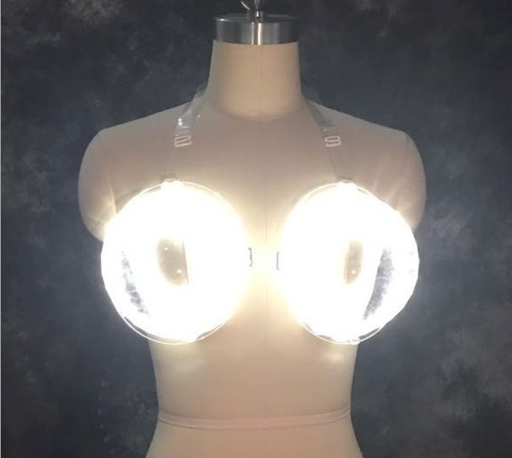 LED luminous plastic bra light for nightclub cocktail bra wine feeding with straw bra bar KTV atmosphere