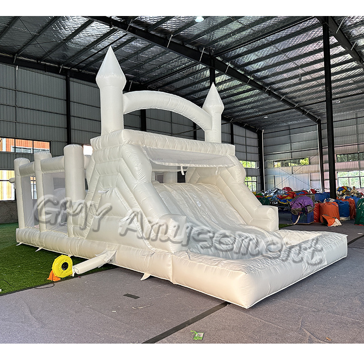 Commercial grade 0.55mm PVC inflatable obstacle course white bounce house obstacle course game for party