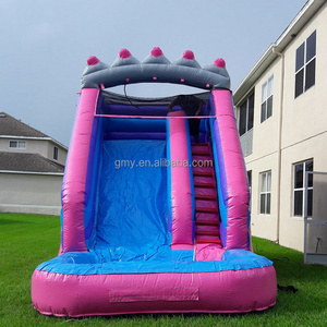 16ft pink princess crown cheap waterslide mini air slide inflatable water slides for kids