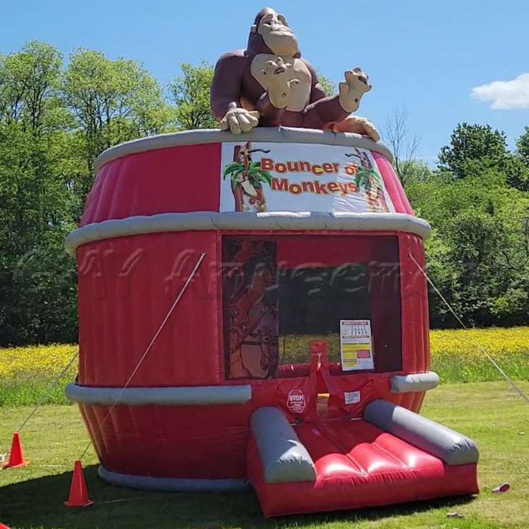 inflatable bouncer barrel  gorilla jumper bouncy jumping bouncing castle red bounce house for party