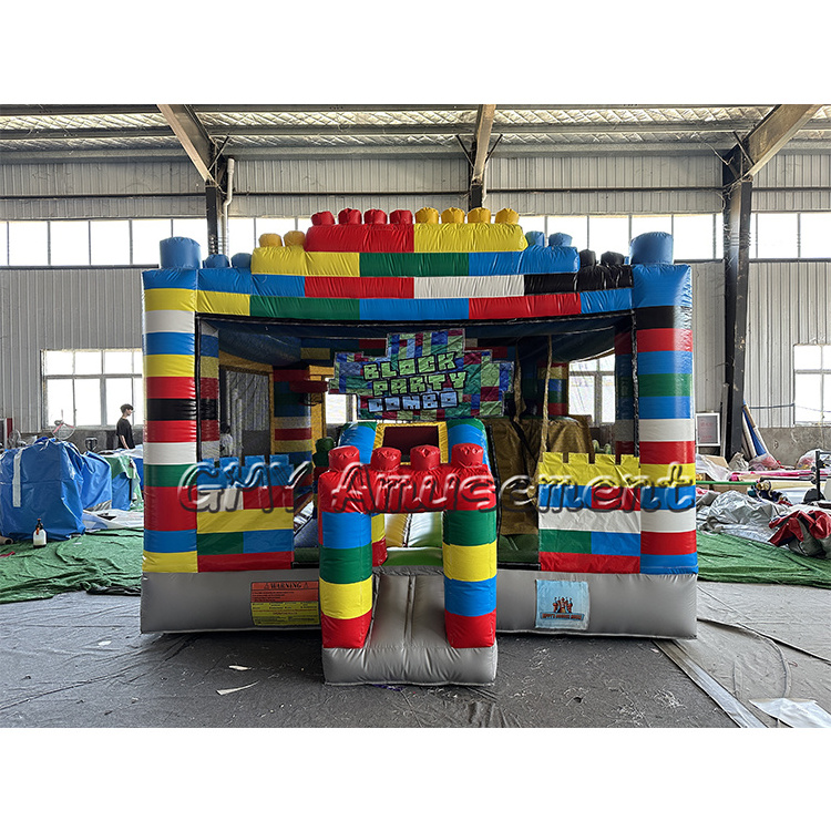 Slide Combo Bricks Legoing Bouncer Inflatable Bouncy House with Slide Jumping Bounce Castle for Kids