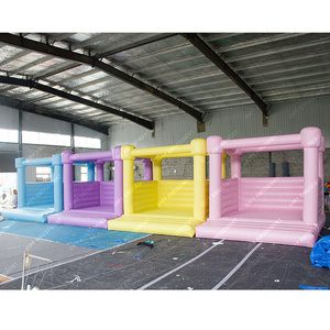 Commercial PVC bouncer jumper pastel inflatable bounce house 14x14 big white bouncy jumping castle for sale