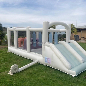 Commercial grade 0.55mm PVC inflatable obstacle course white bounce house obstacle course game for party