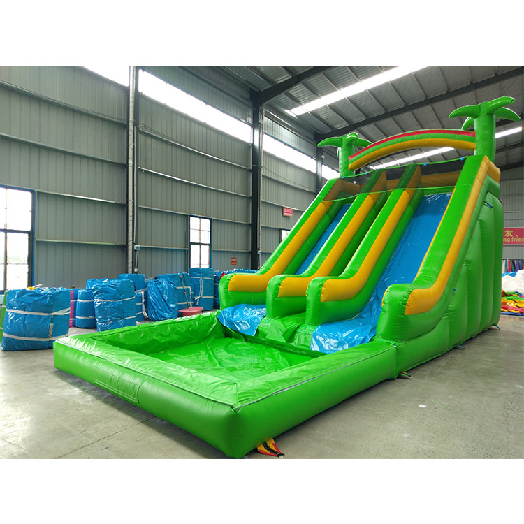 New design giant green slip and slide inflatable playground toboggan gonflable water slides