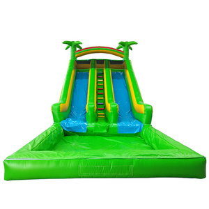 New design giant green slip and slide inflatable playground toboggan gonflable water slides