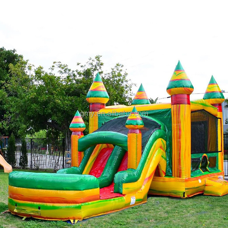 Halloween inflatable castle combo kids jumping colorful yellow bouncing house commercial sale