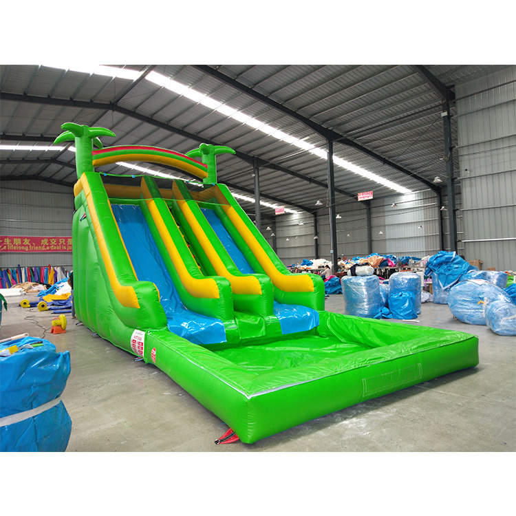 New design giant green slip and slide inflatable playground toboggan gonflable water slides