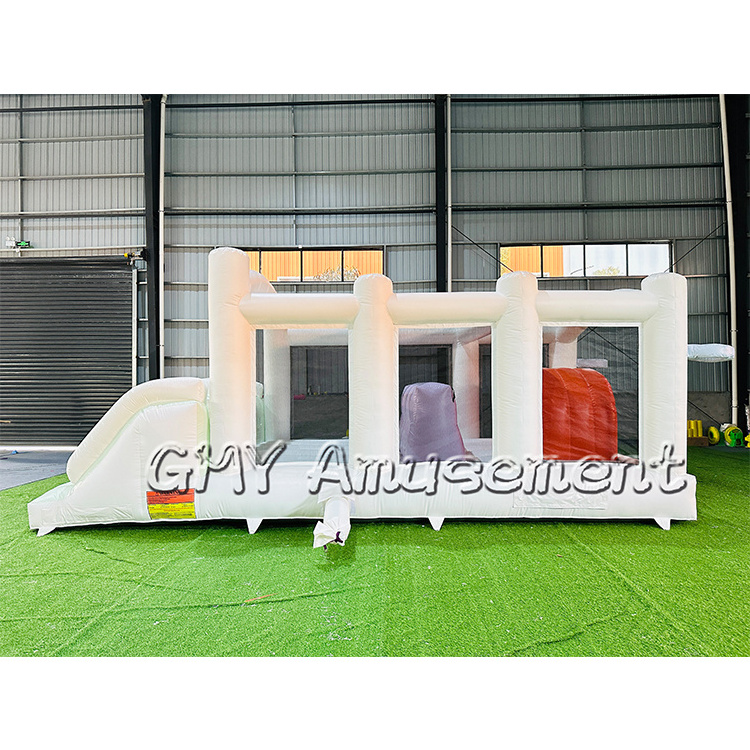 Commercial grade 0.55mm PVC inflatable obstacle course white bounce house obstacle course game for party