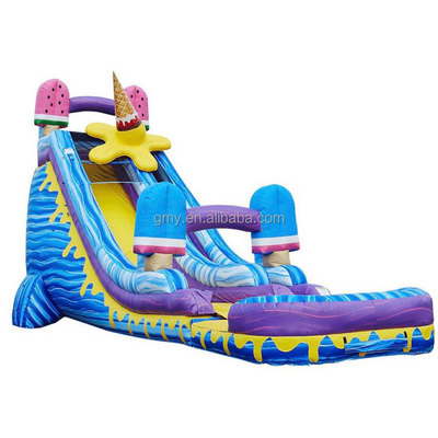 Ice Cream Inflatable Slides Tobogan Inflable De Agua Commercial Water Slide With Detachable Pool