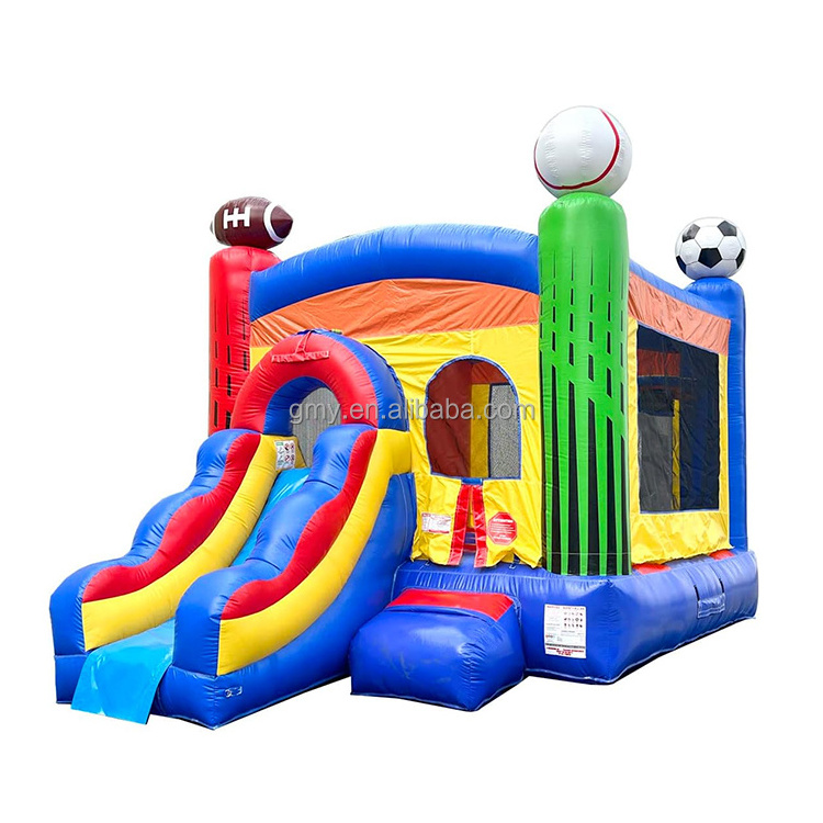 Hot sale sport football soccer inflatable bouncer slide bounce house inflatable with air blower