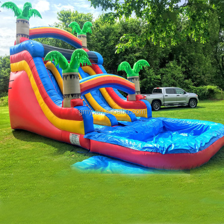 Waterslide Commercial Inflatable Double Lane Slip Slide Water Slide With Pool