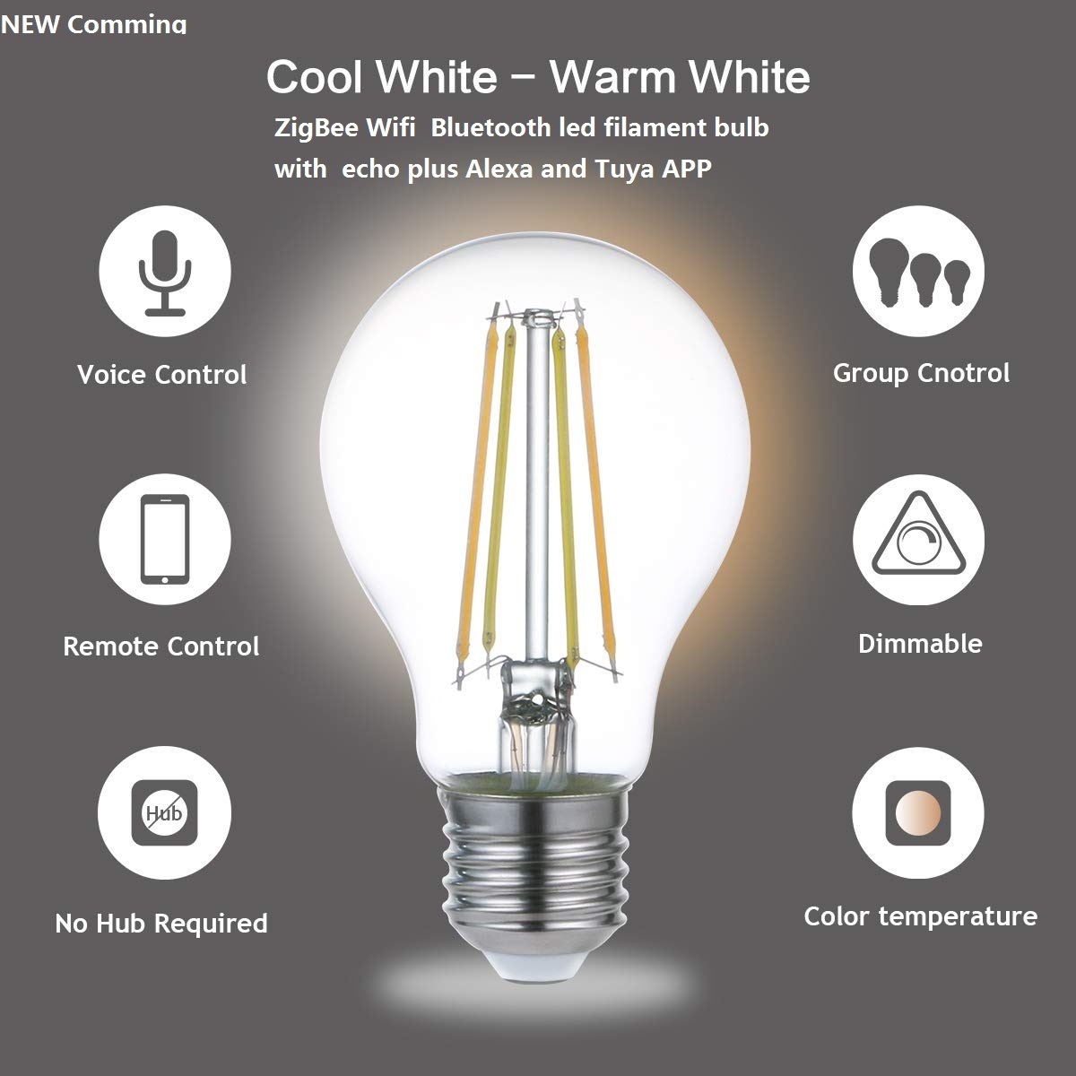 Zigbee Smart LED ST64 vintage bulb 7W tunable white 220-240V warm light to cold light 806LM DIM E27