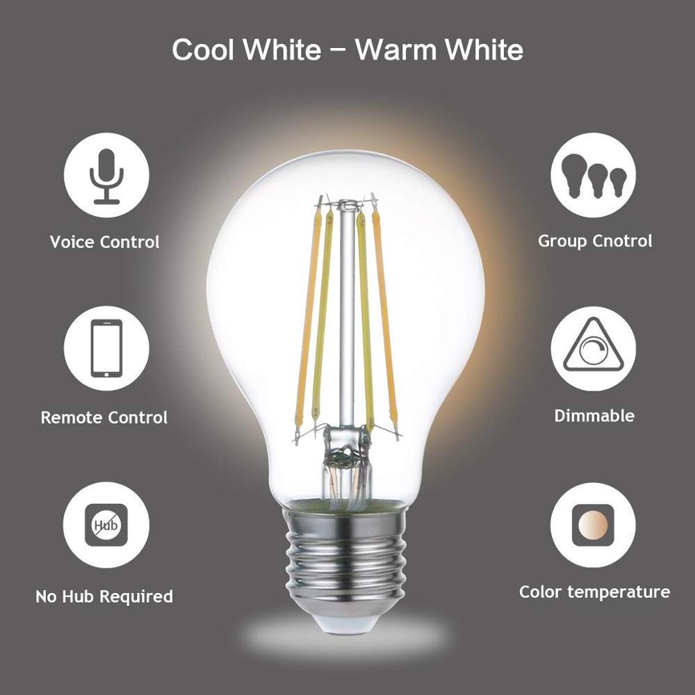 High quality ZigBee  Wifi E27  Edison lamp  led filament bulb  A60 4.5W  7W  lighting