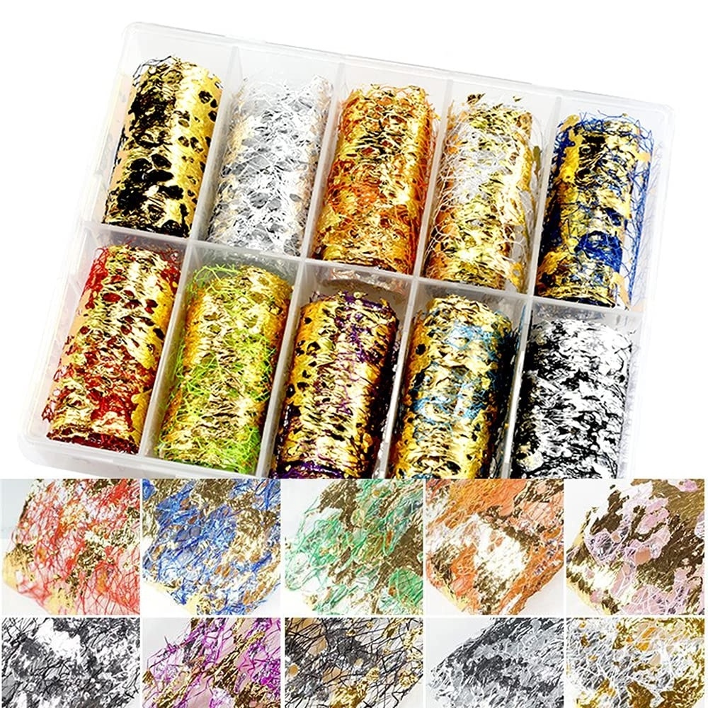 new arrival Gold Silver Foil Holographic Aluminum metal Foil Flake Sticker Nail Sequin 3D Glitter Line Decoration  Nail Decal