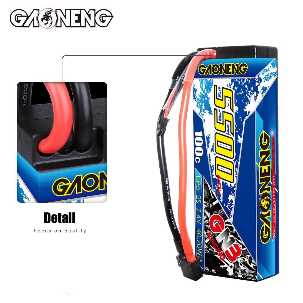 GNB GAONENG 5500MAH 2S 7.4V 100C 200C Cabled Hard case XT60 RC LiPo Battery RC Car Baot 1:10 1/10 updated from 5000MAH 5200MAH