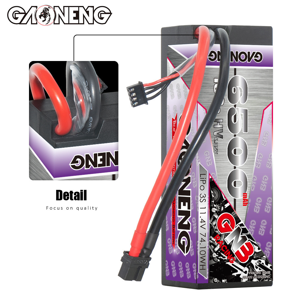 GNB GAONENG 6500MAH 3S HV 11.4V 130C XT60 RC LiPo Battery Cabled Hard Case for 1/8 1/10 RC Racing Car Boat RC Hobby