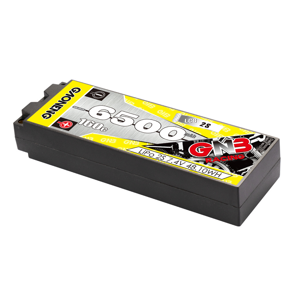 GNB GAONENG 6500MAH 2S 7.4V 160C LCG Hard Case 5.0mm Bullet Built-in RC LiPo Battery for 1:10 1/10 Scale RC Racing Car Boat