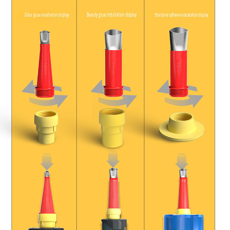 Stainless steel caulking nozzle glue machine structure integrated glass glue gun nozzle caulking finishing glue