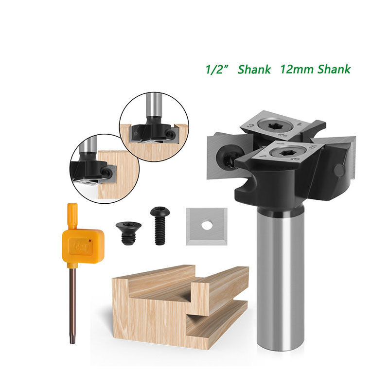 1PC 4 flutes wood Router Bit with Milling Cutter Cemented Carbide Woodworking Bits Insert-Style Spoilboard indexable