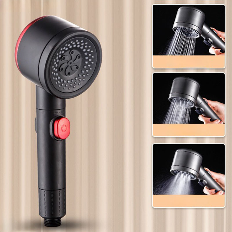 One-key water stop three-speed rotary adjustment pressure faucet shower silicone nozzle gun ash silicone bath pressure shower