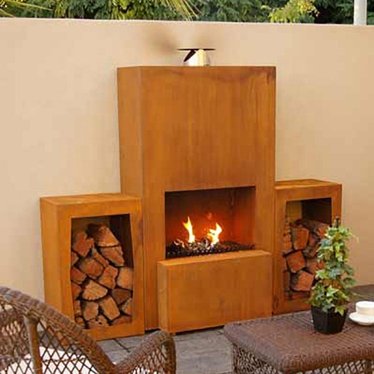 Patio Heater Metal Outdoor Chiminea Wood Burning Corten Steel Garden Fireplace