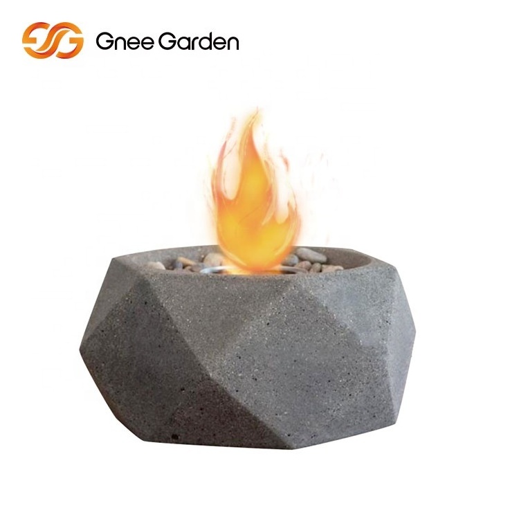 Precast Tabletop Fire Pit Portable Alcohol Fire Pit Bowl Clean Burning Personal Concrete Fireplace