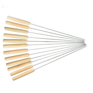 Outdoor barbecue tool barbecue skewers stainless steel with sliding handle baking Barbecue skewers 10 sticks