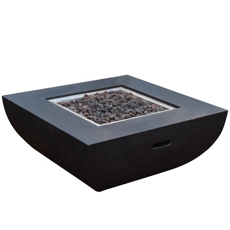 Modern Firepit Table Outdoor Gas Propane Square Metal Fire Pit Table