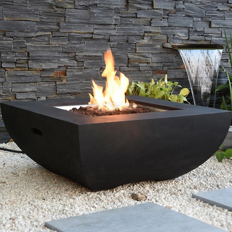 Modern Firepit Table Outdoor Gas Propane Square Metal Fire Pit Table