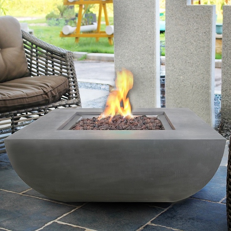 Modern Firepit Table Outdoor Gas Propane Square Metal Fire Pit Table