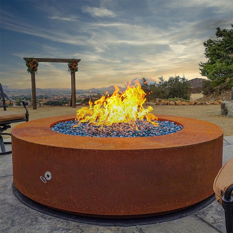 Decorative Modern Design Propane Fire Pit Table Gas Outdoor Corten Steel Fire Pit Nature Gas