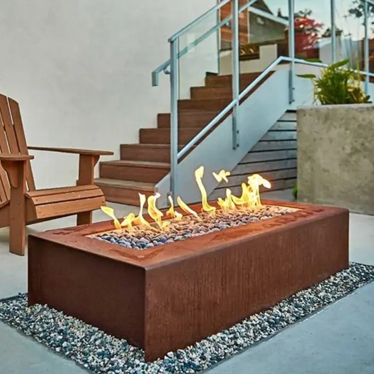 Outdoor Smokeless Corten Steel Gas Fire Pit Table