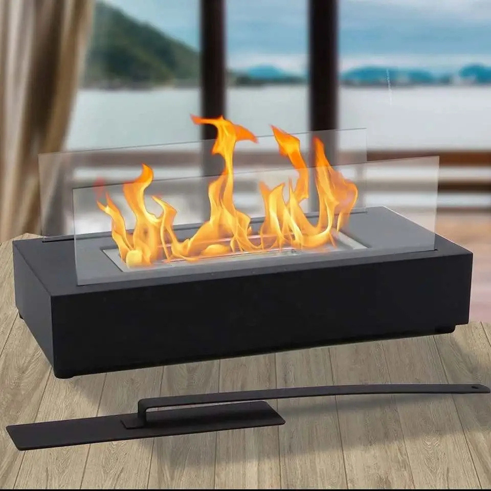 Rectangular Indoor Portable Smokeless Tabletop Concrete Cement Fire pit table