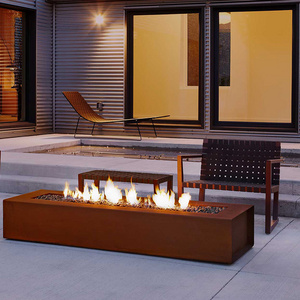 Rusty Rectangular Gas Fire Pit & Firepit Indoor