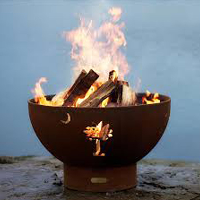 Globe Outdoor Corten Steel Fire Pit Heavy Duty Firepit