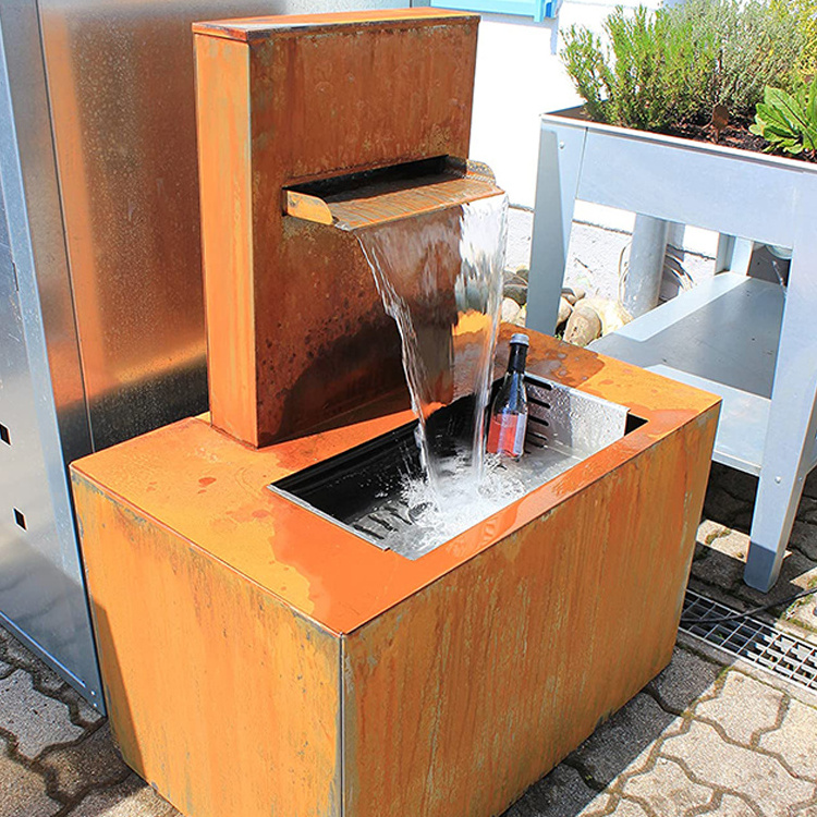 Garden corten steel pond wall water feature corten steel water curtain outdoor outdoor fountains corten steel waterscape