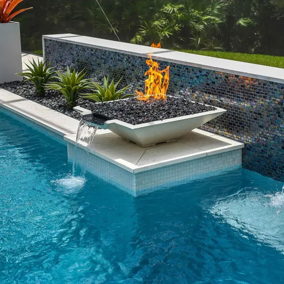 Garden corten steel fire pit waterfall fire pit waterfall bowl luxury natural gas fire pit outdoor