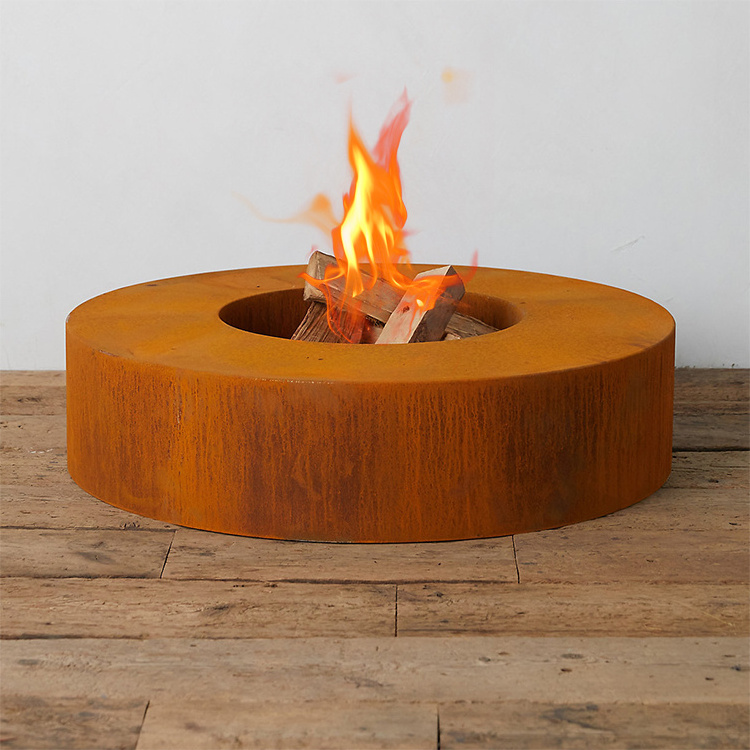 Wood Burning Round Steel Fire Pit With Barbecue Grill  Fire Pit