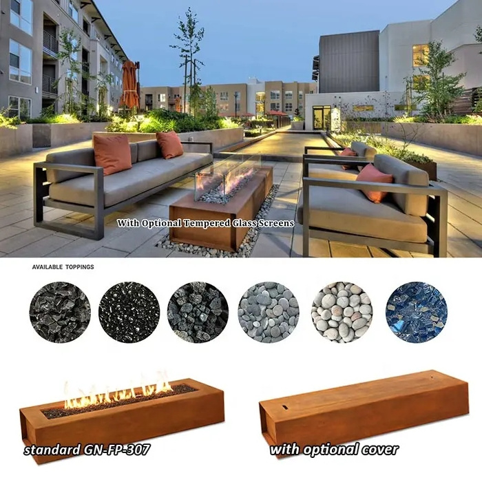 new design outdoor firepit corten steel gas fire outdoor gas pool fire bowl fire pan natural gas pit