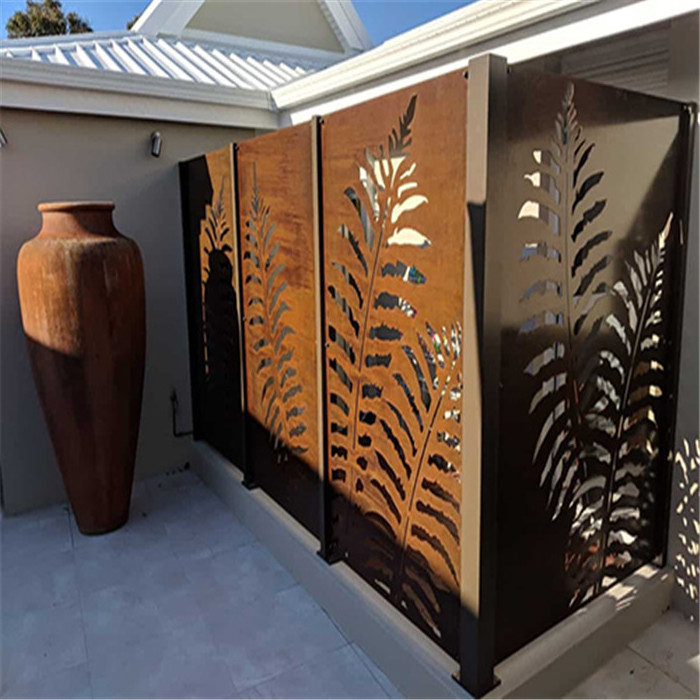 Decorative laser cut corten outdoor indoor garden art modern design corten steel screens