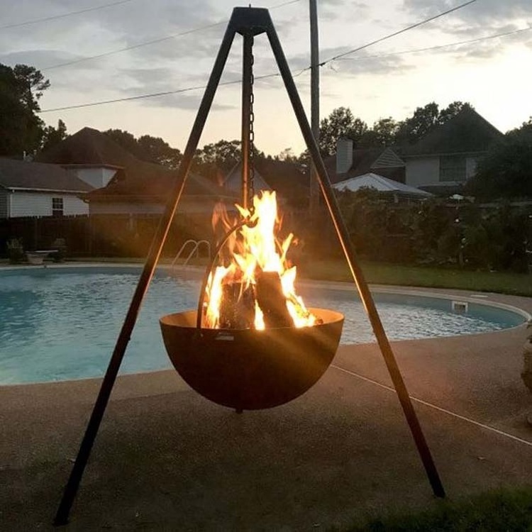 Outdoor BBQ Large Hanging Fire bowl Cauldron Fire Pit