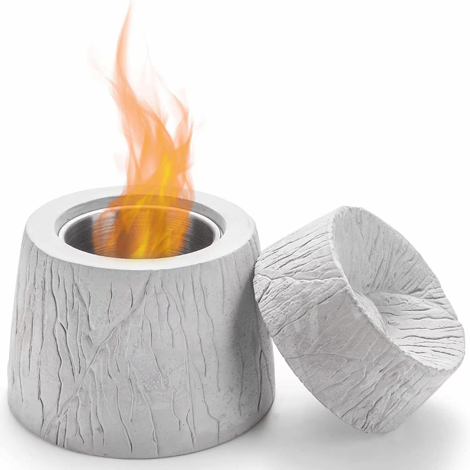 Desktop Small Fire Pit Portable Fire Pits Bowl Cement Ethanol Burning Table Top Fireplace